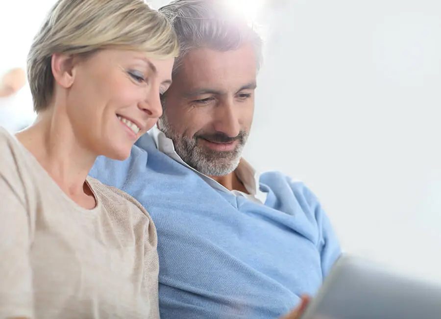 couple looking at a computer